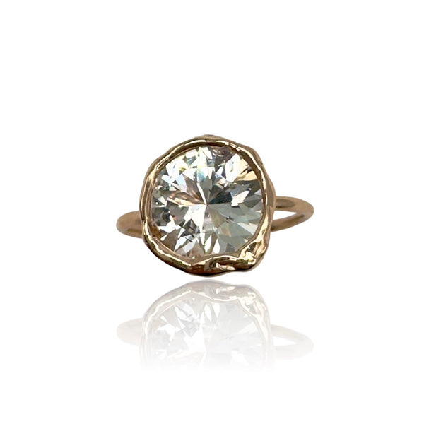 18kt Rose Gold Microbo Ring white Topaz 10mm