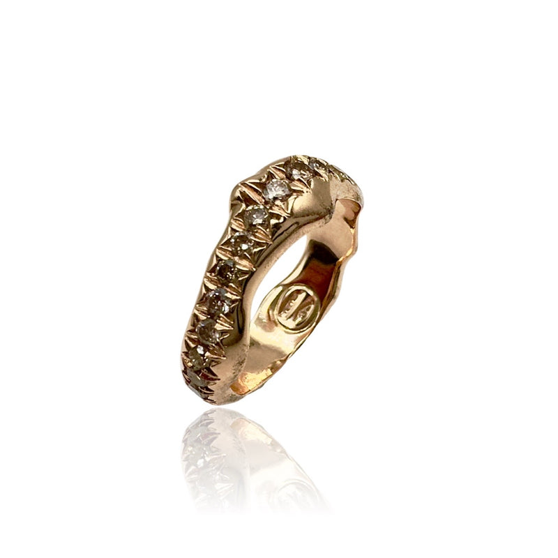 18kt Gold Organic Band with Champagne Diamonds