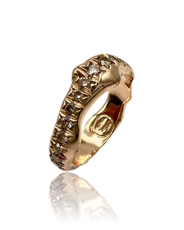 18kt Gold Organic Band with Champagne Diamonds