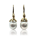 18kt Yellow Gold Organic Earrings with australian pearls