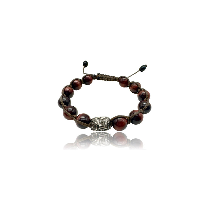 Sterling Silver Mask  bracelet with Brown  Tiger Eye beads