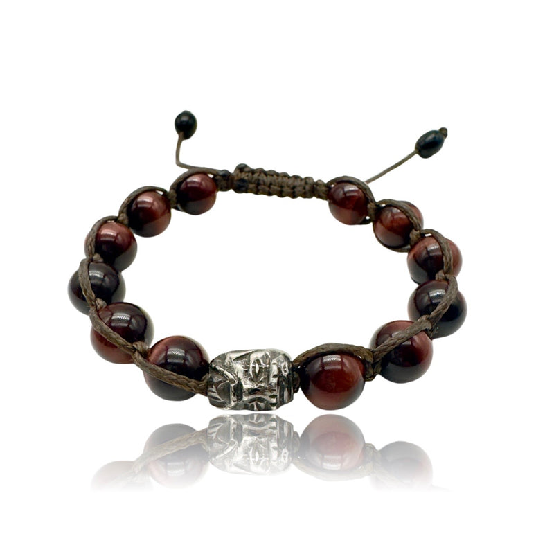 Sterling Silver Mask  bracelet with Brown  Tiger Eye beads