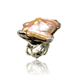 Sterling Silver Sea-creature Ring with Freshwater baroque Pearl