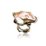 Sterling Silver Sea-creature Ring with Freshwater baroque Pearl
