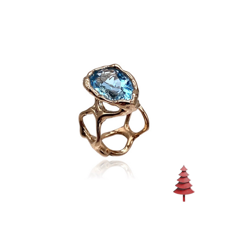 Reticolo Ring With Blu Topaz