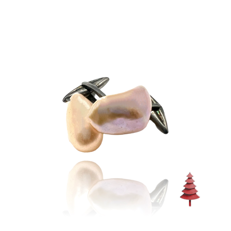 Silver and freshwater pearls cufflinks