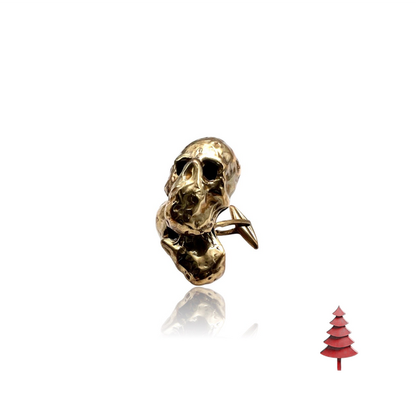 Silver brown skull cufflinks