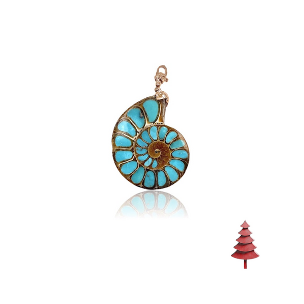 Turquoise Ammonite Pendant 18kt Rose Gold