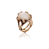 18k Gold Quercus Ring with Moonstone and diamonds Petite version