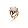 18k Gold Quercus Ring with Moonstone and diamonds Petite version