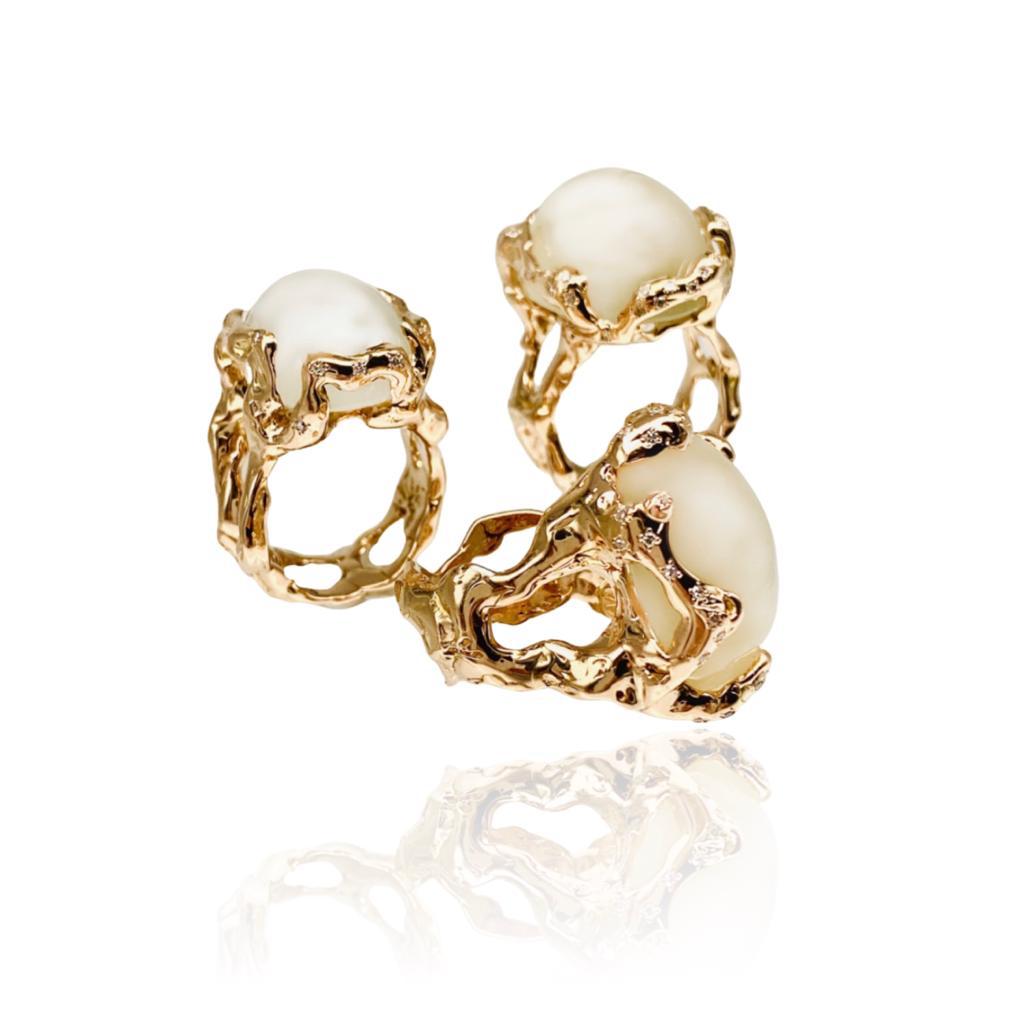 Rose Gold Quercus Ring With Moonstone and Diamonds