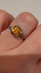 18 kt Black Gold Microbo Ring and Mandarine Garnet