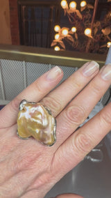 Sterling Silver Sea-creature Ring with Freshwater baroque Pearl