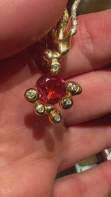 18kt Gold Earrings with red Tourmaline and diamonds