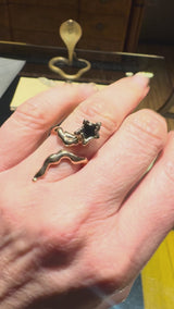 18kt Rose Gold Serpent Ring with Black Diamond Star