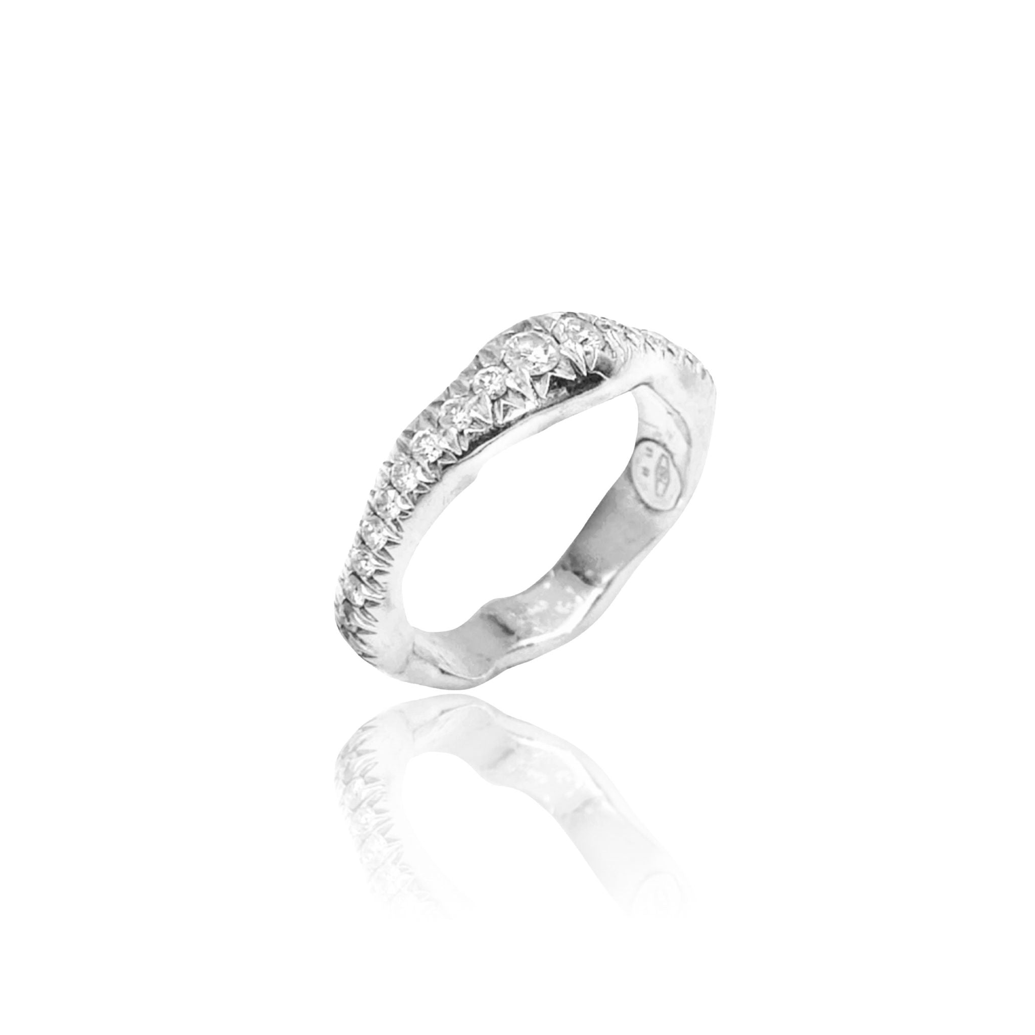 18kt Gold Organic Band with Black Diamonds