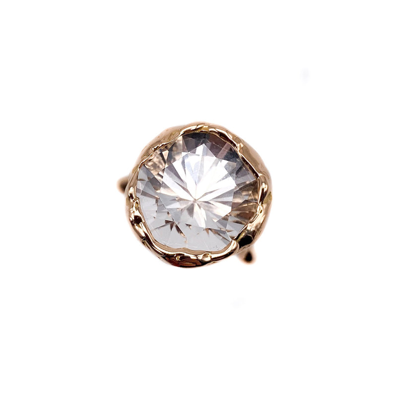 Rose Gold Microbo Ring with White Topaz