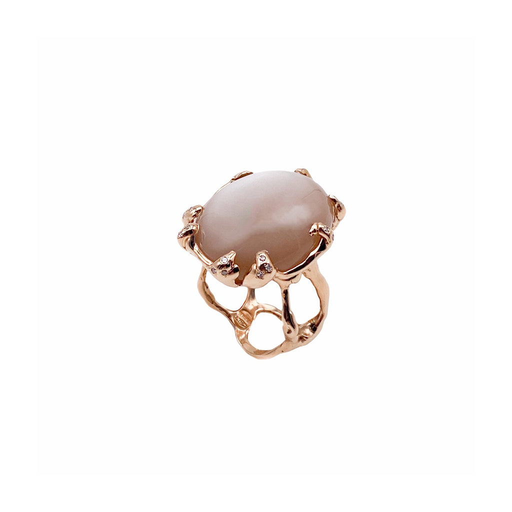 Quercus Ring with Moonstone and Diamonds