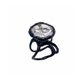 Siver Black Enamel Plated Ring and Quartz With Tourmaline Inclusion