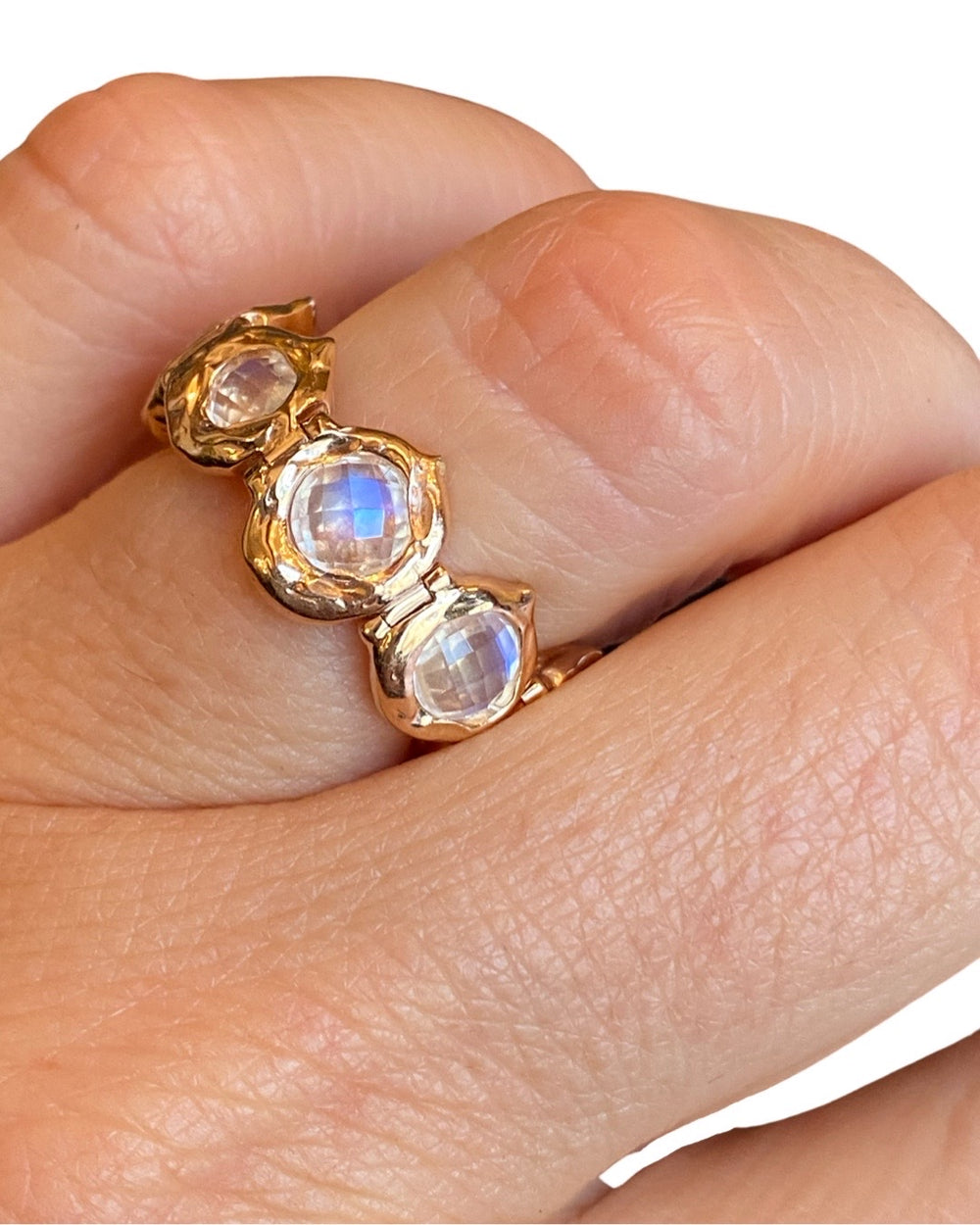 Rose Gold Tennis Ring With White Moonstone lucifer vir honestus