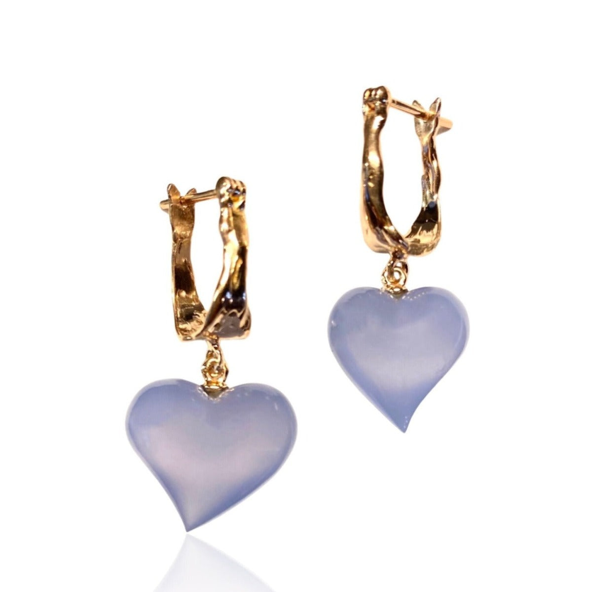 18kt Rose Gold Earrings with Chalcedony Hearts