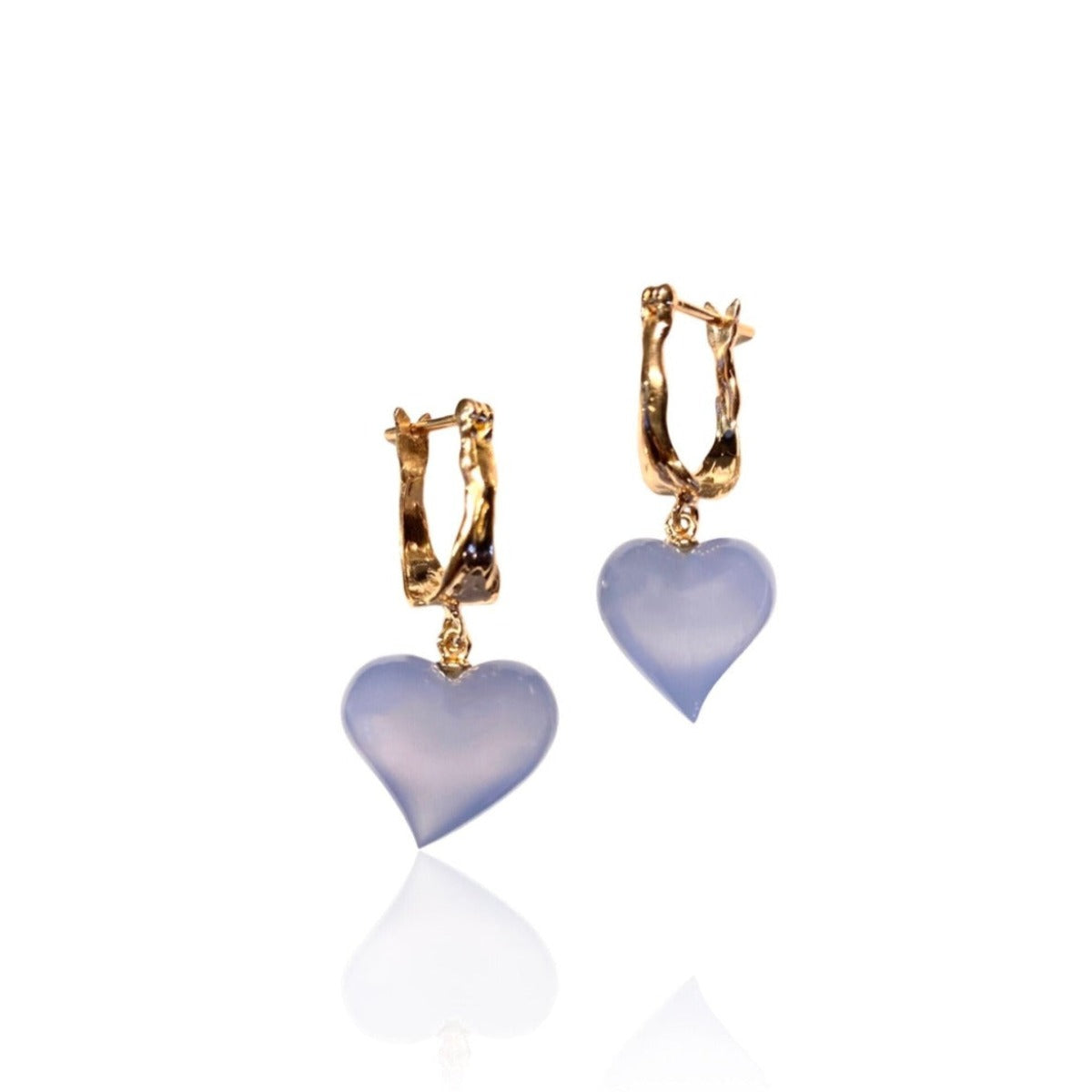 18kt Rose Gold Earrings with Chalcedony Hearts