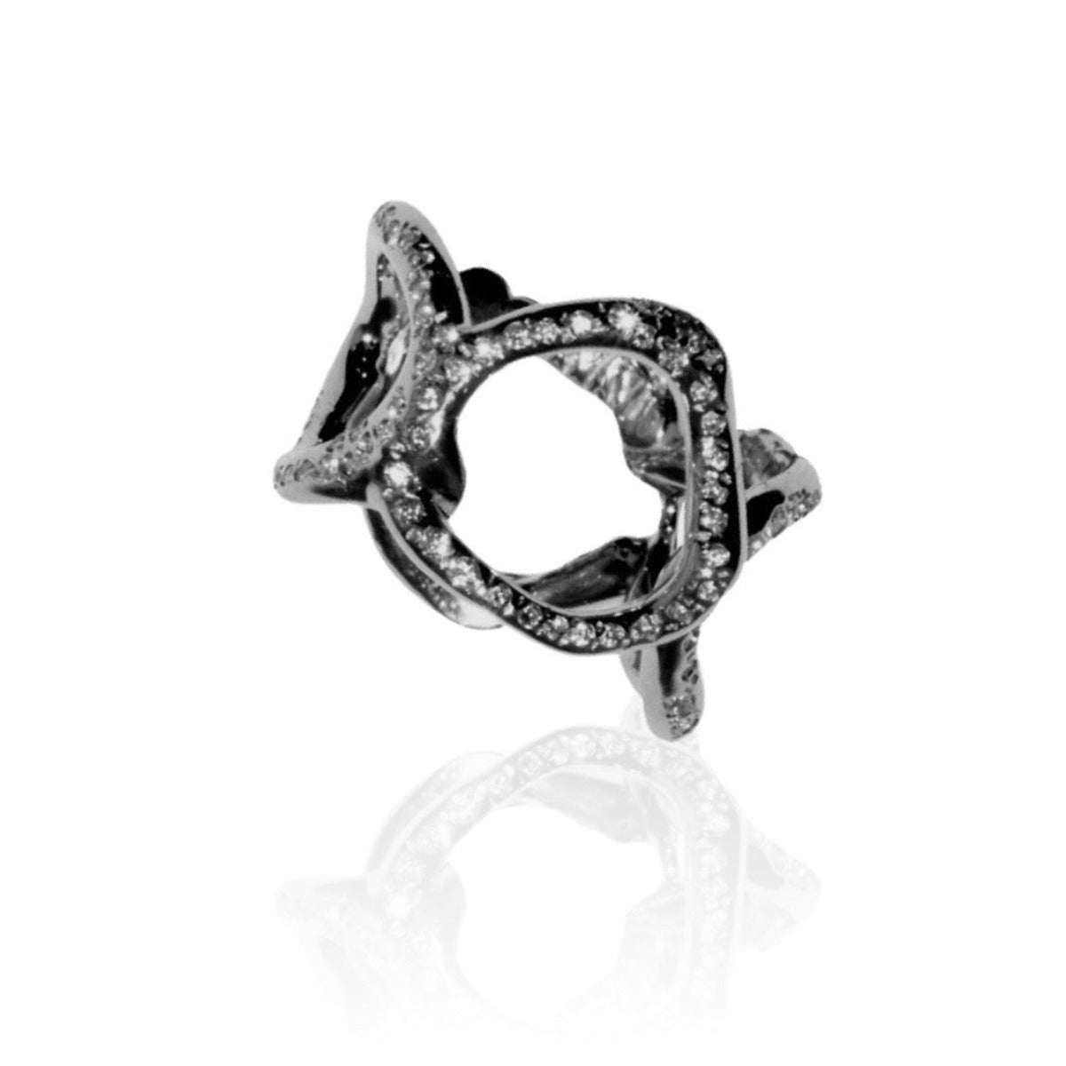 Gold Big Reticolo Ring with Diamonds