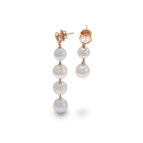 Pearls Earrings and Natural Zircon